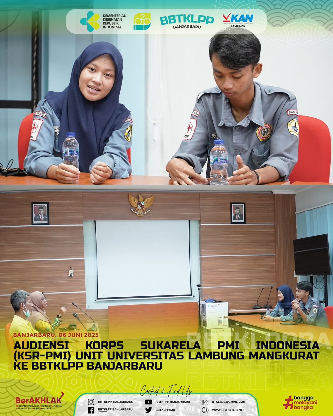Audiensi Korps Sukarela PMI Indonesia (KSR-PMI) Unit Universitas Lambung Mangkurat ke BBBTKLPP Banjarbaru