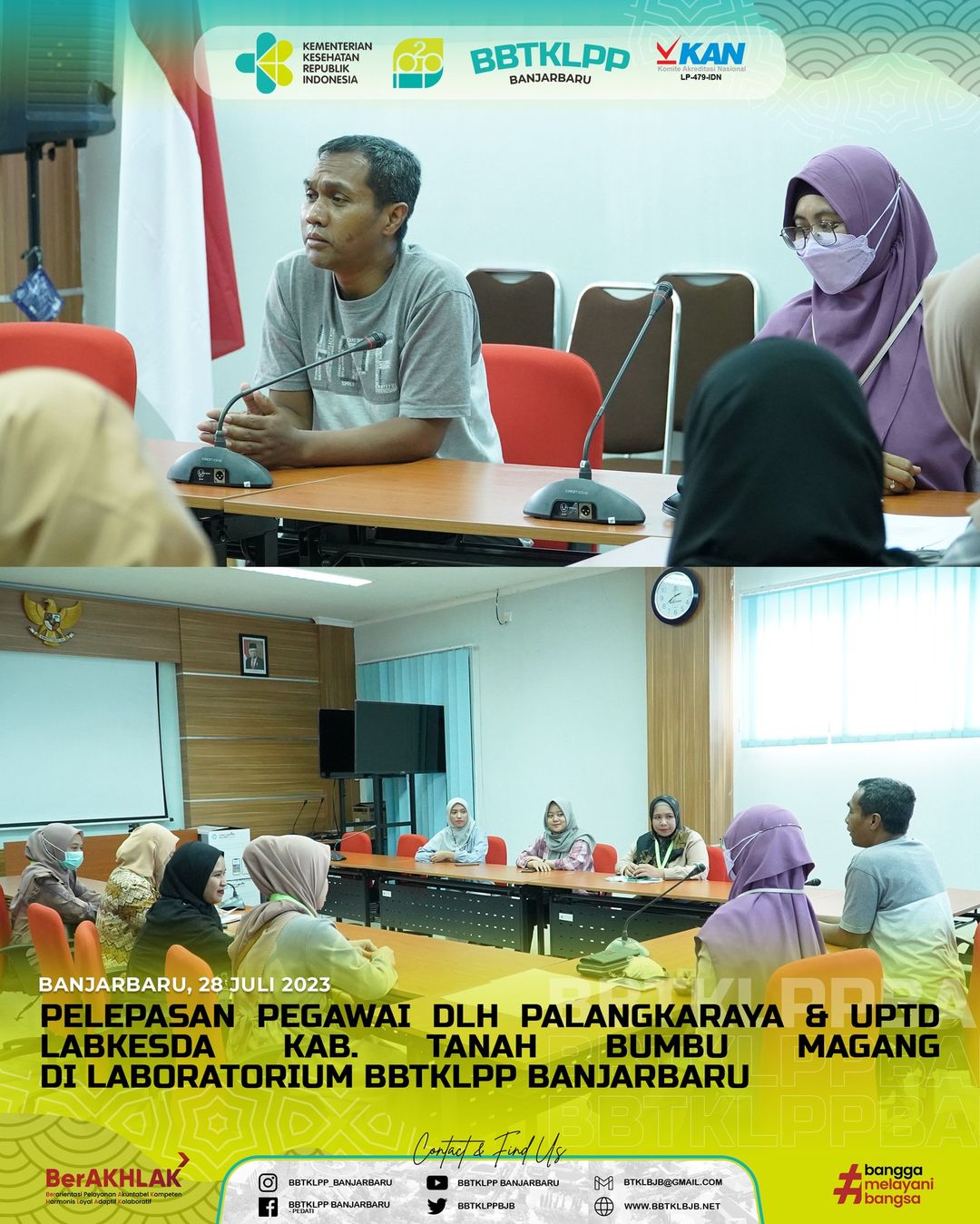 Pelepasan Pegawai DLH Palangkaraya & UPTD Labkesda Kab. Tanah Bumbu Magang di Laboratorium BBTKLPP BANJARBARU